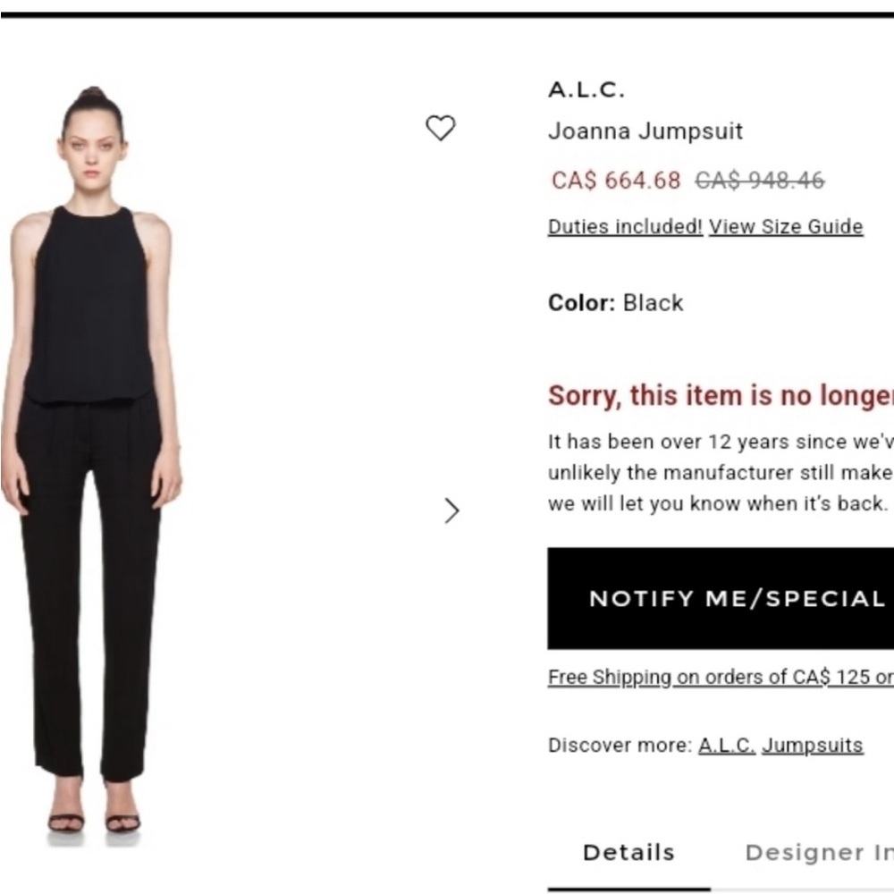 A.L.C Joanna Open back Jumpsuit